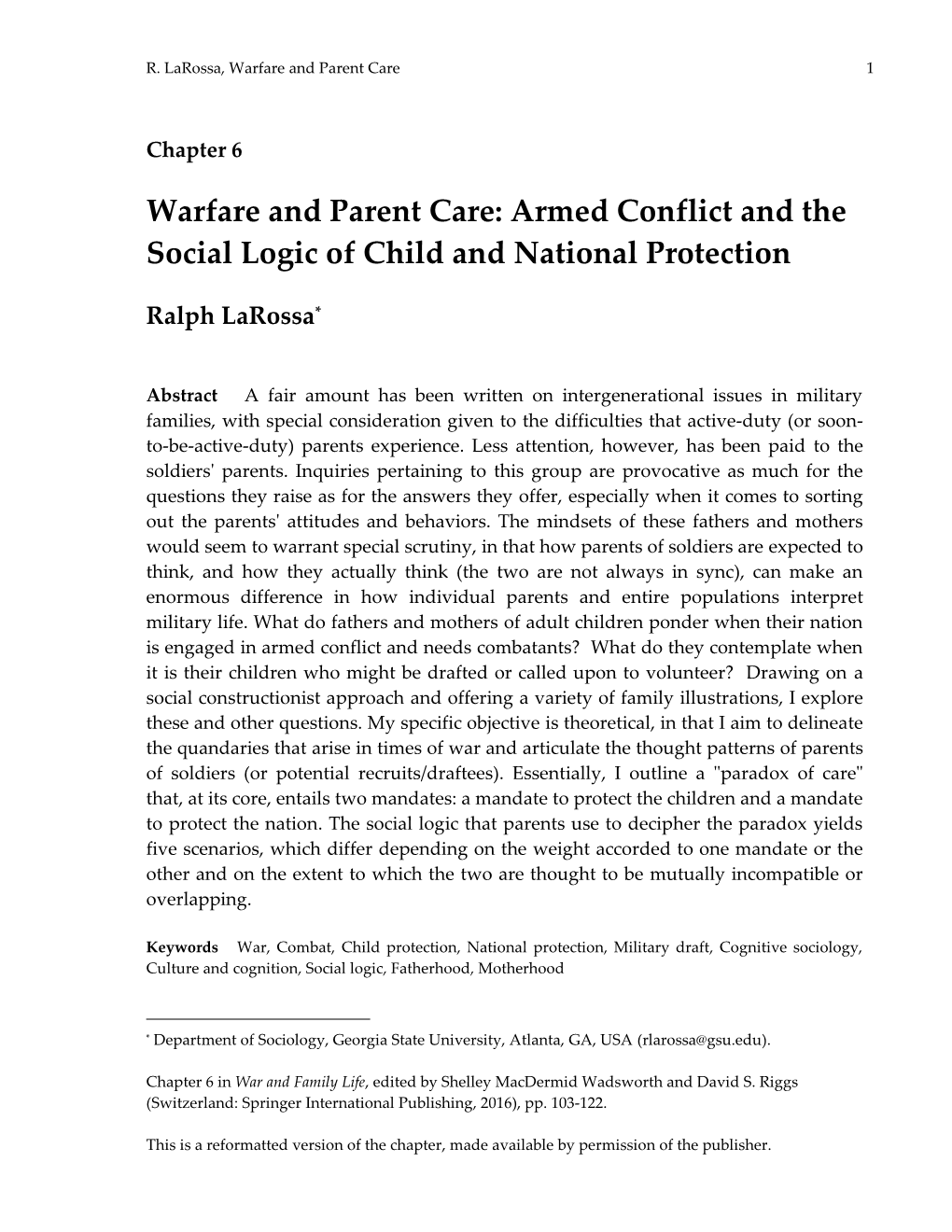 Warfare and Parent Care 1