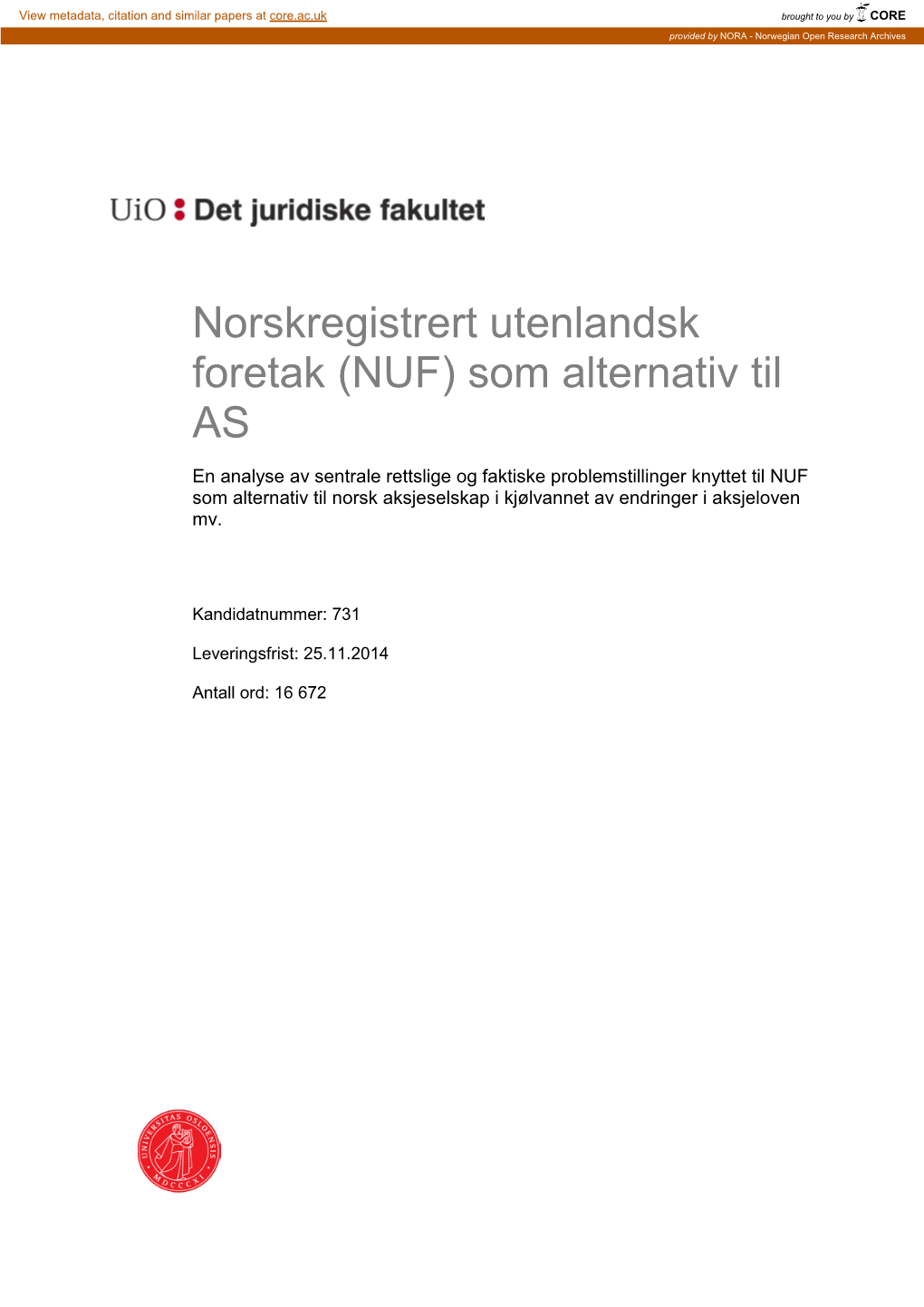 Norskregistrert Utenlandsk Foretak (NUF)