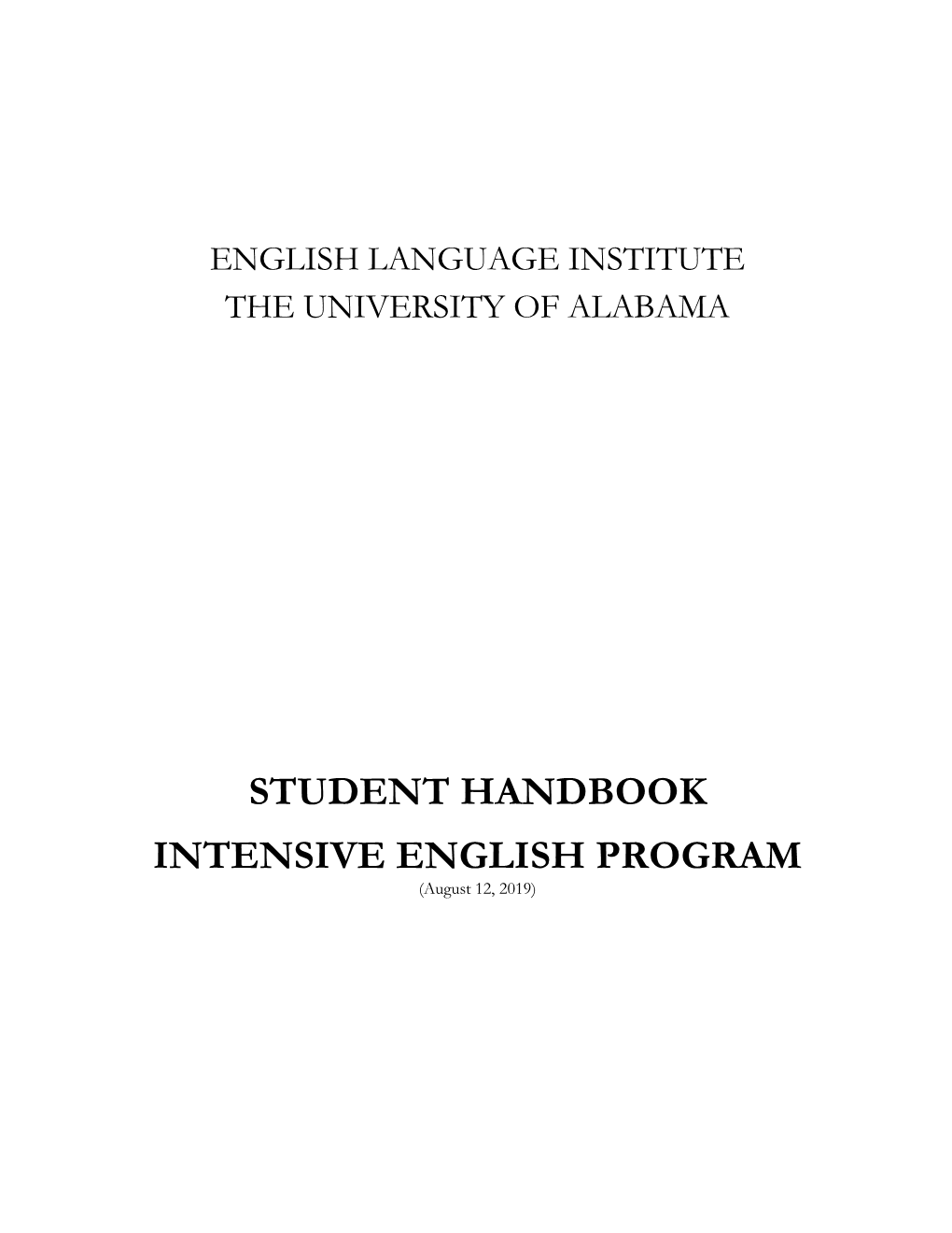 Student Handbook Intensive English Program