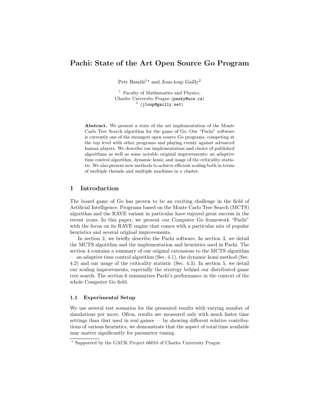 Pachi: State of the Art Open Source Go Program