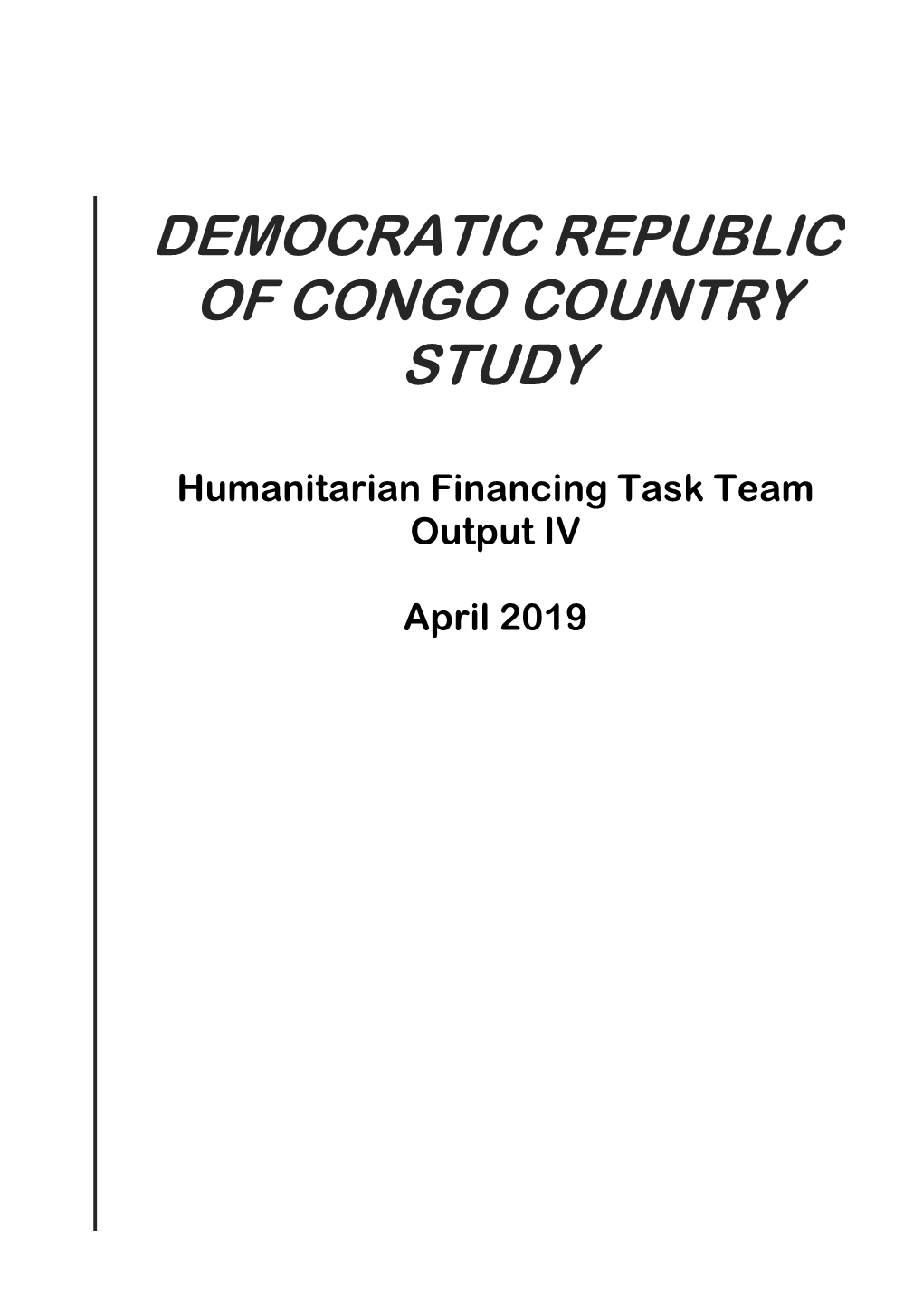 Democratic Republic of Congo Country Study