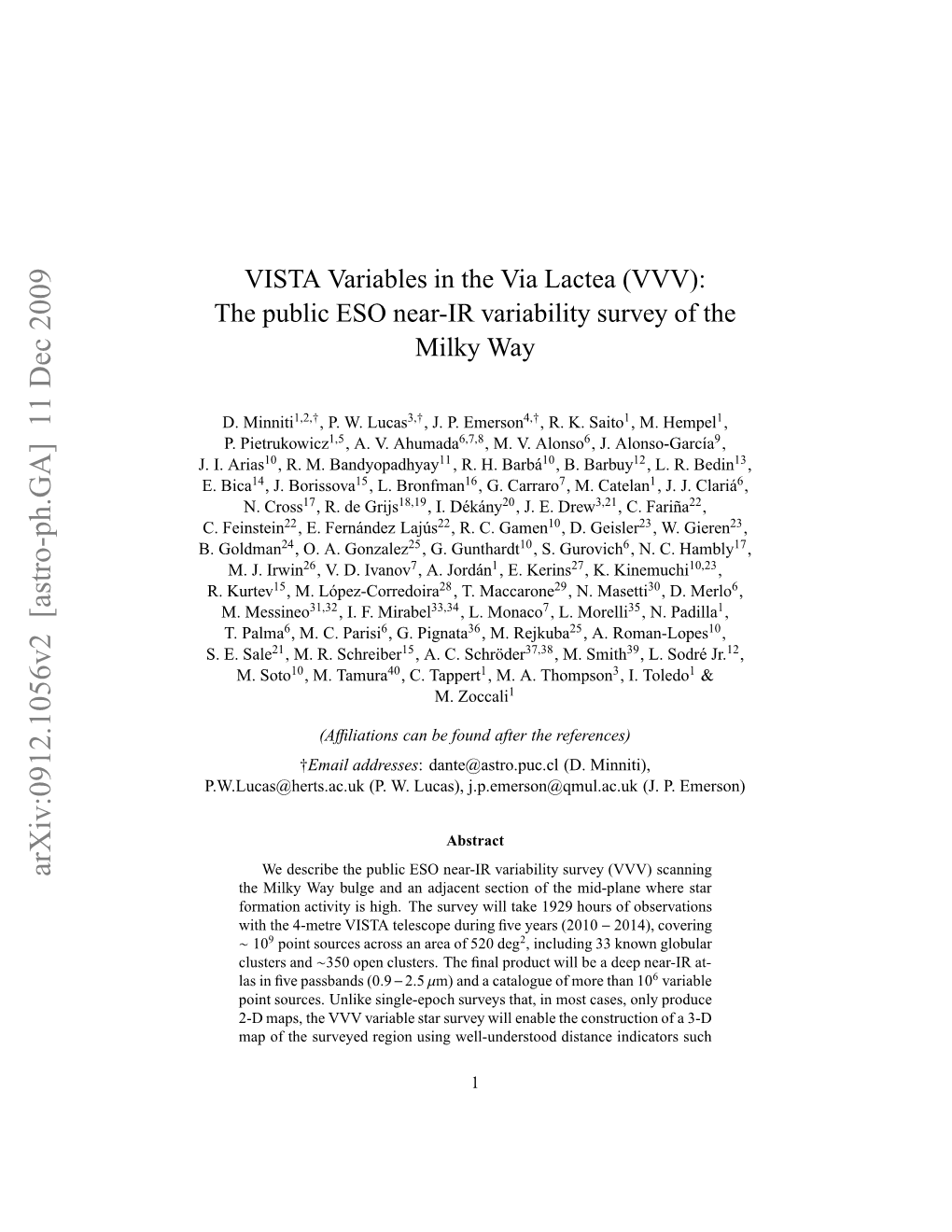 The Public ESO Near-IR Variability Survey of the Milky