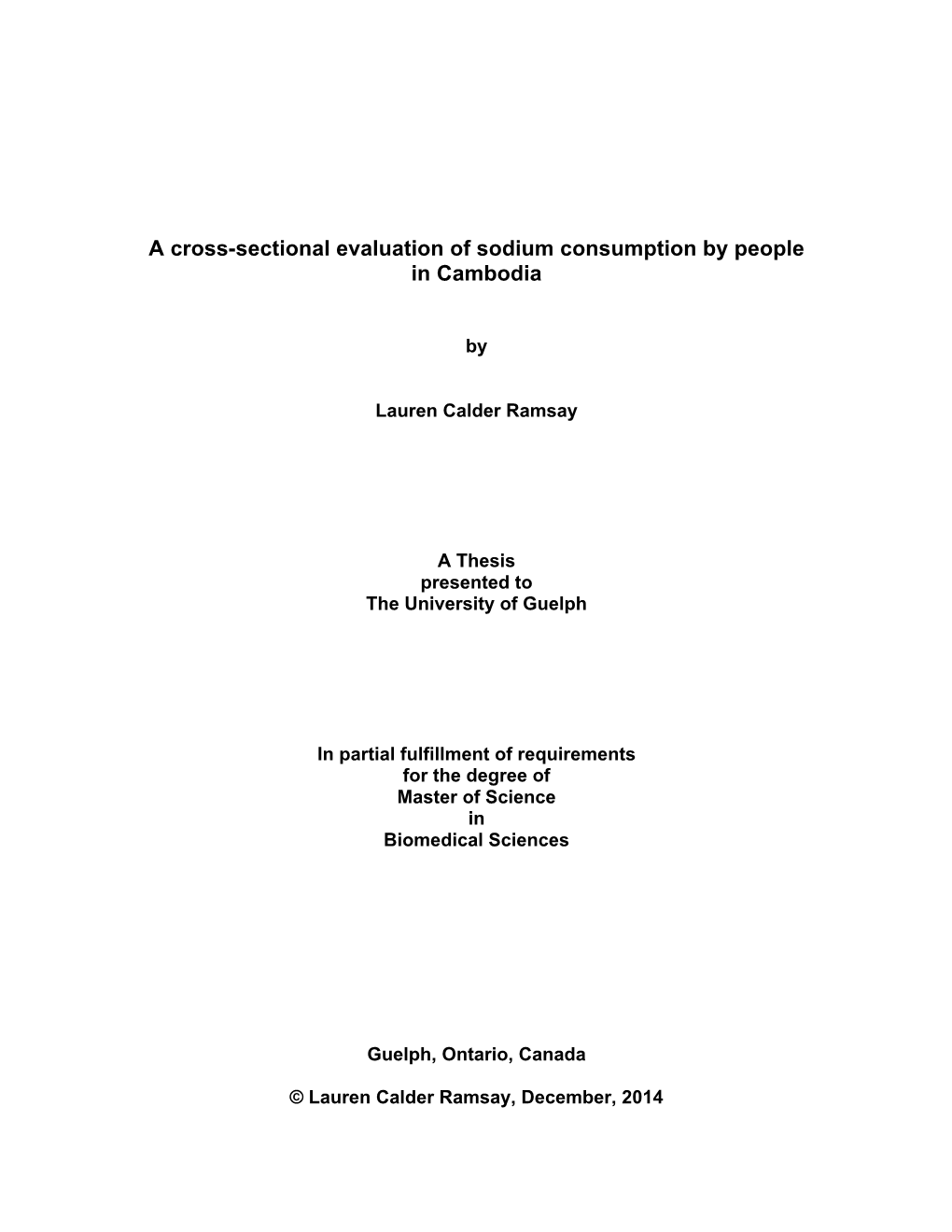 A Cross-Sectional Evaluation of Sodium Consumption by People in Cambodia