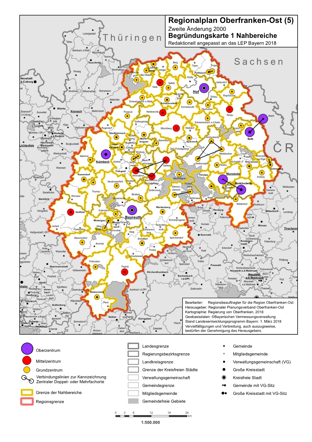 Regionalplan Oberfranken-Ost; Begründungskarte 1 Nahbereiche