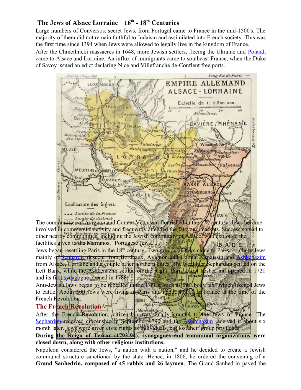 The Jews of Alsace Lorraine 16Th - 18Th Centuries