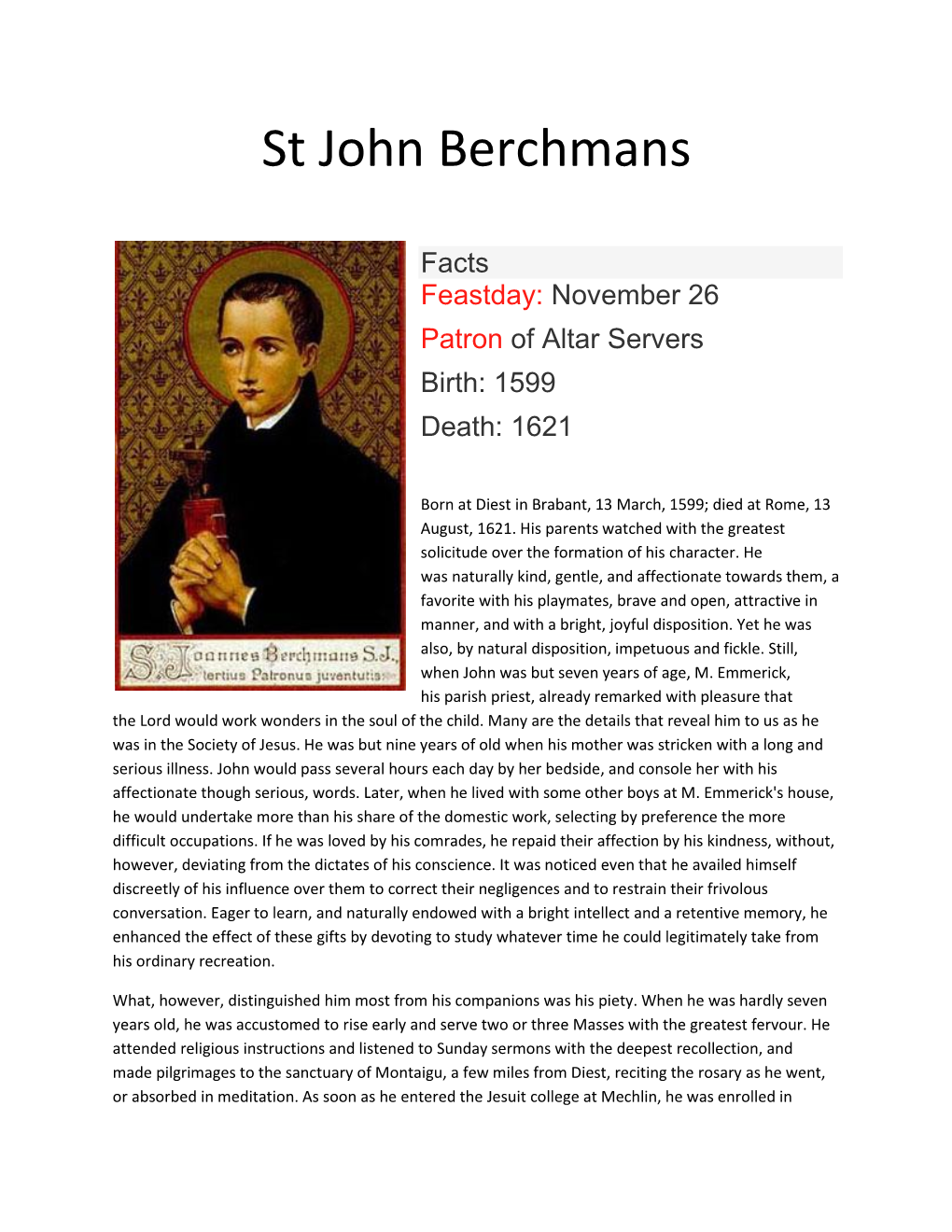 St John Berchmans