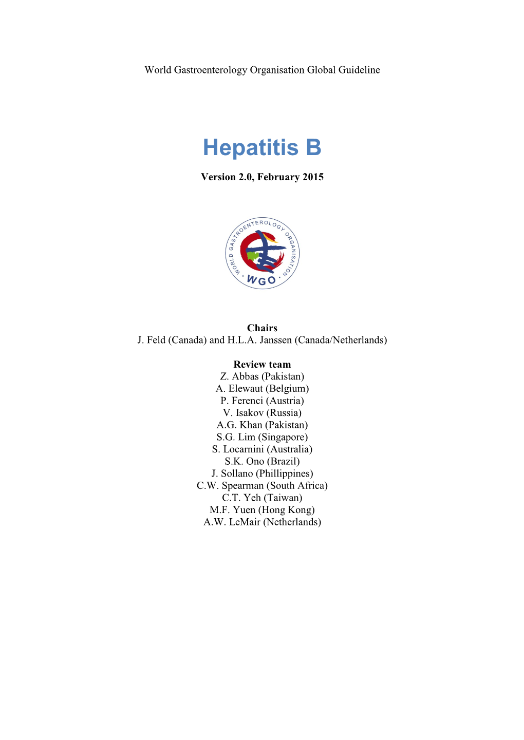 Hepatitis B Version 2.0, February 2015