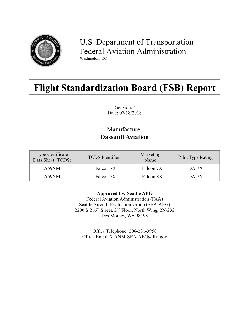 Flight Standardization Board (FSB) Report