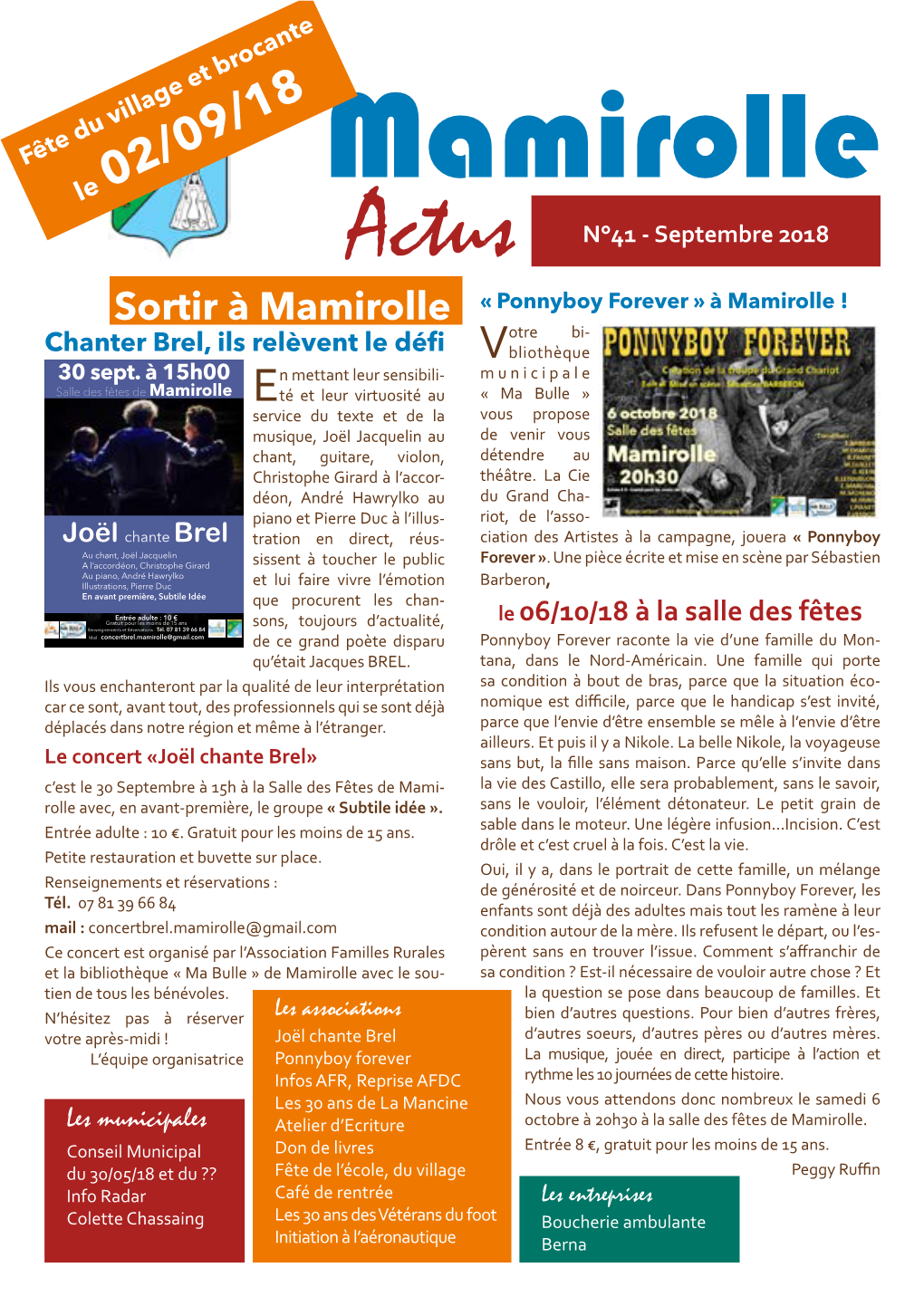 Mamirolle Actus N°41 (Septembre 2018)