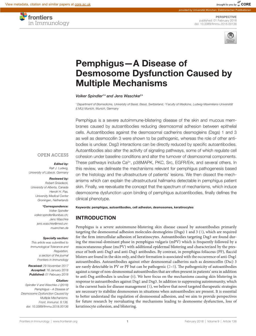 Pemphigus—A Disease of Desmosome Dysfunction Caused by Multiple Mechanisms
