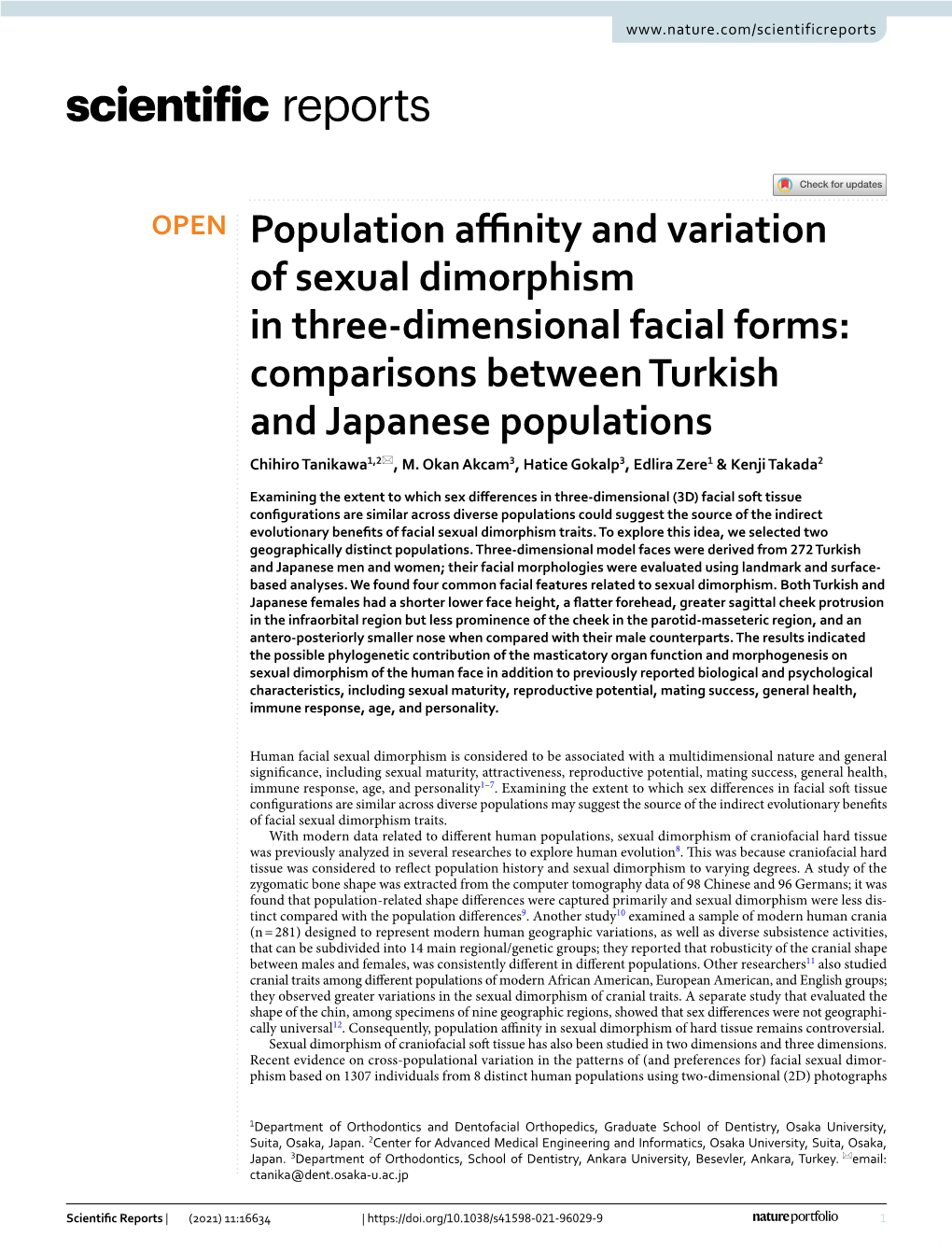 Population Affinity and Variation of Sexual Dimorphism in Three