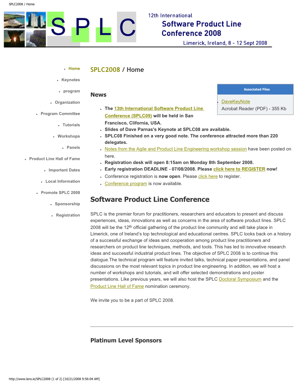 12Th International Software Product Line Conference (SPLC 2008)