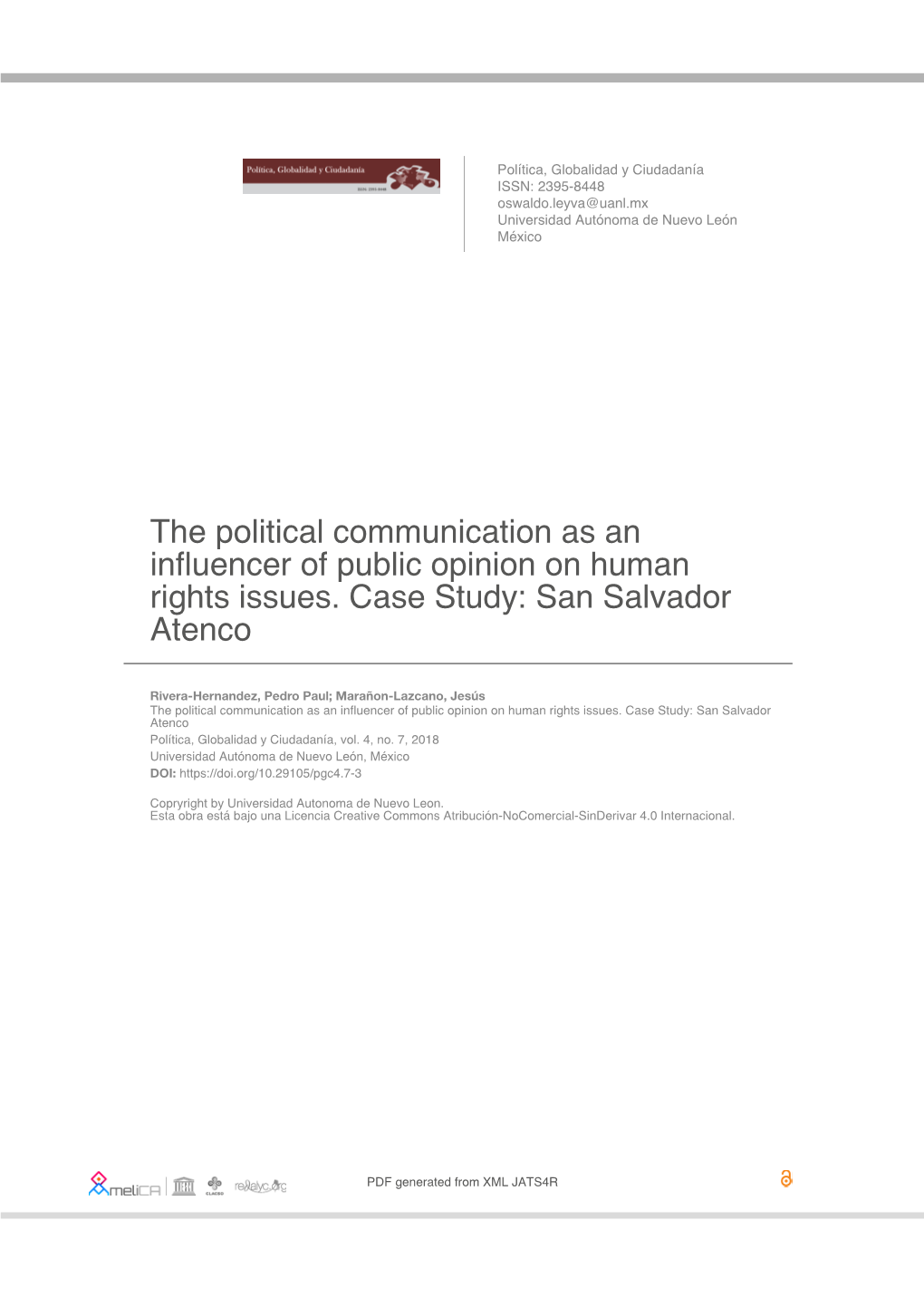 The Political Communication As an Influencer of Public Opinion on Human Rights Issues