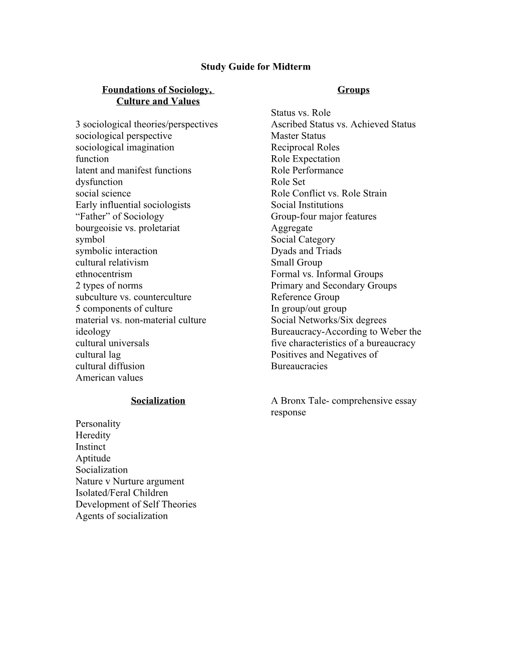 Study Guide Chapter 4 Test