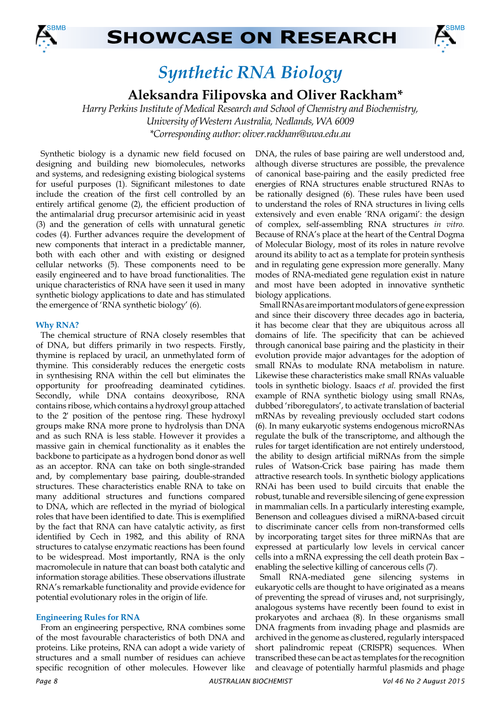 Synthetic RNA Biology