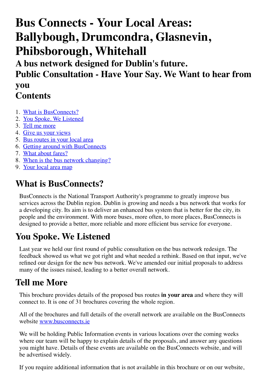 Bus Connects - Your Local Areas: Ballybough, Drumcondra, Glasnevin, Phibsborough, Whitehall a Bus Network Designed for Dublin's Future