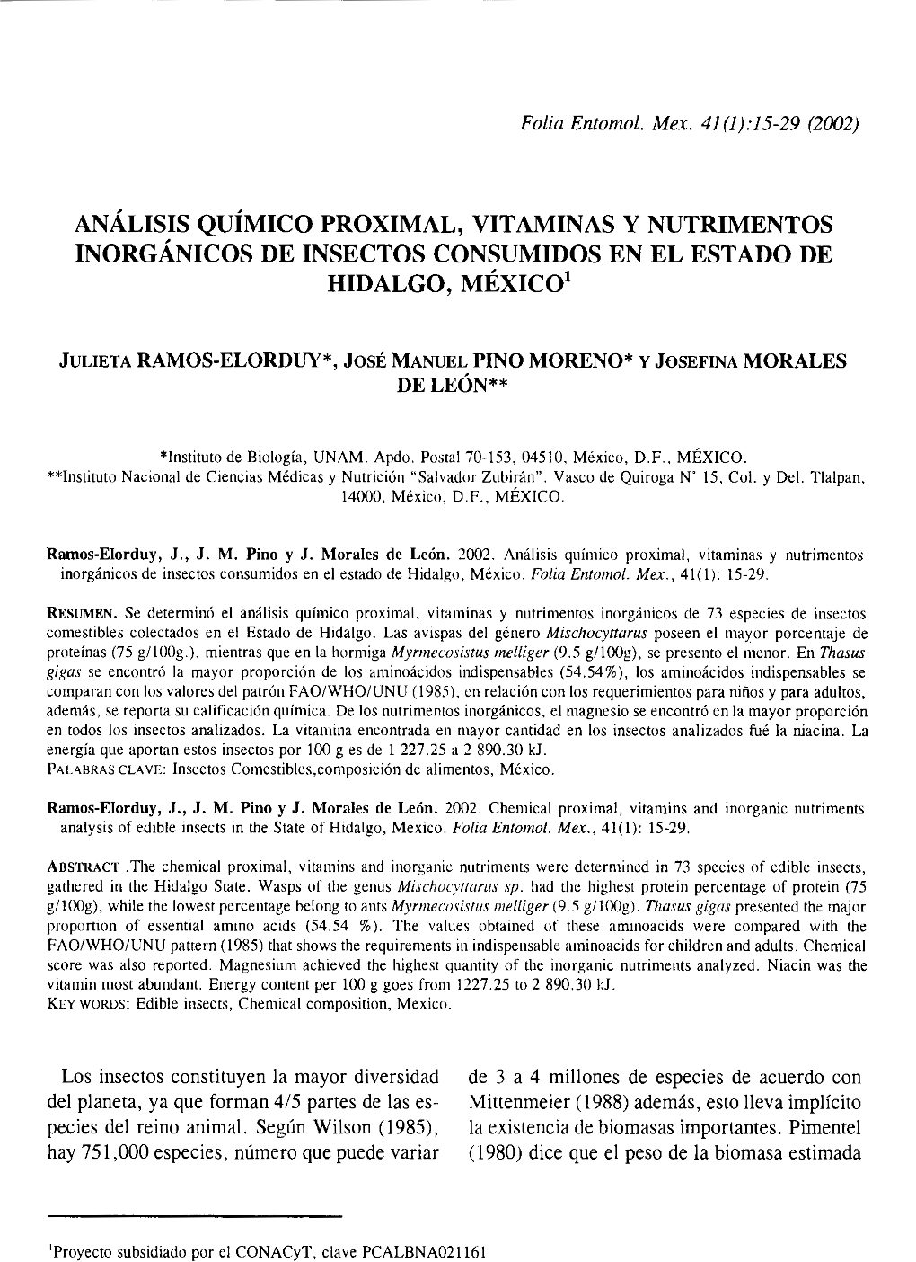 Análisis Químico Proximal, Vitaminas Y Nutrimentos Inorgánicos De Insectos Consumidos En El Estado De Hidalgo, Méxic01