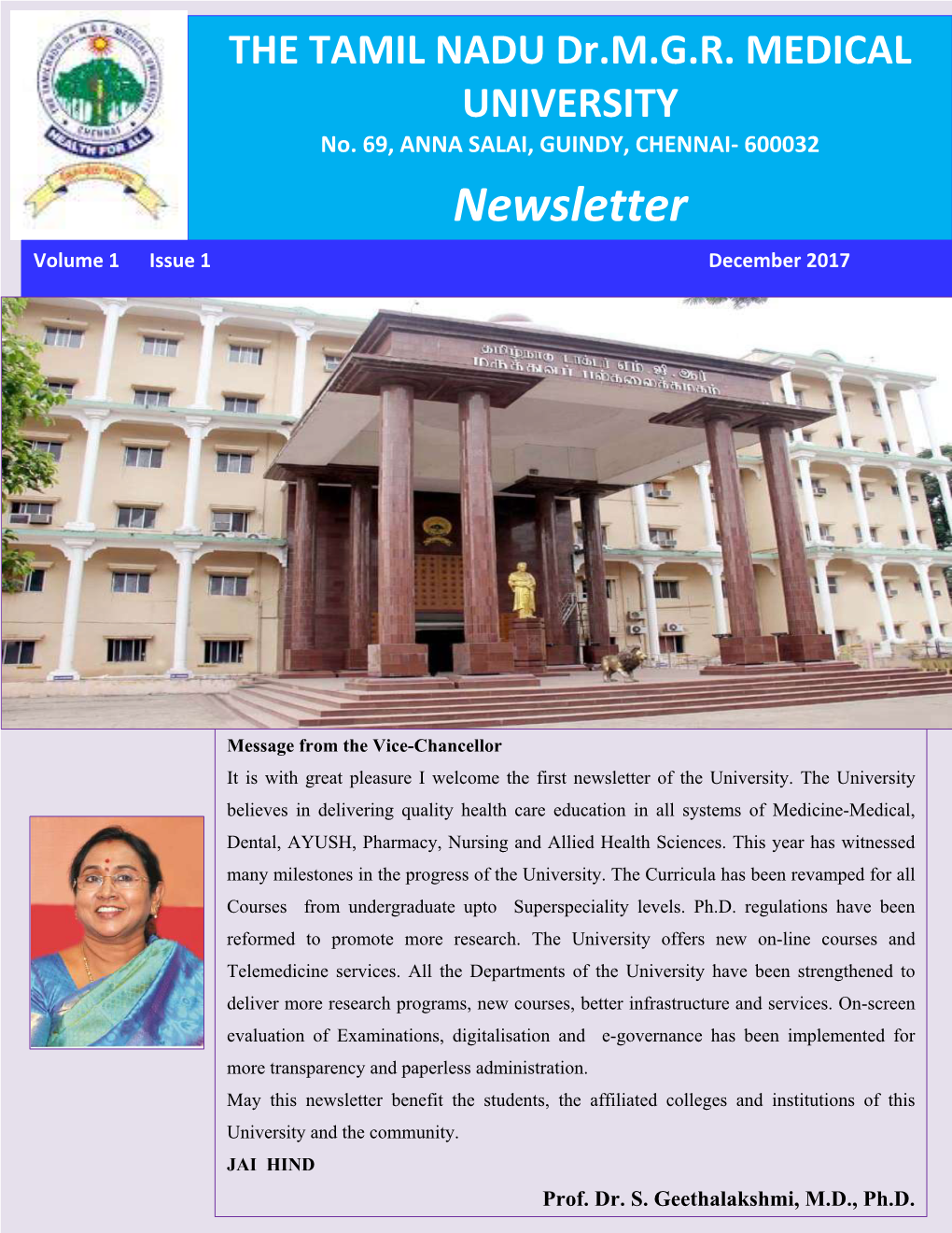 Newsletter Volume 1 Issue 1 December 2017