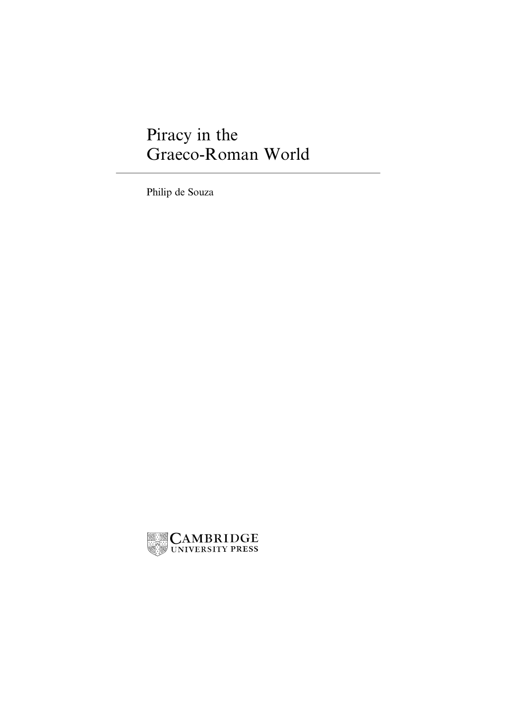 Piracy in the Graeco-Roman World