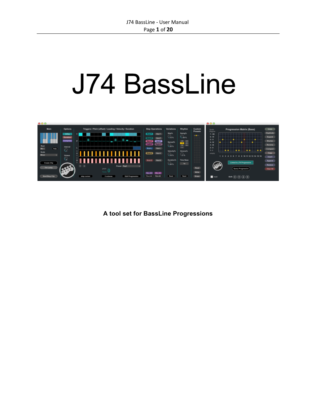 J74 Bassline - User Manual Page 1 of 20