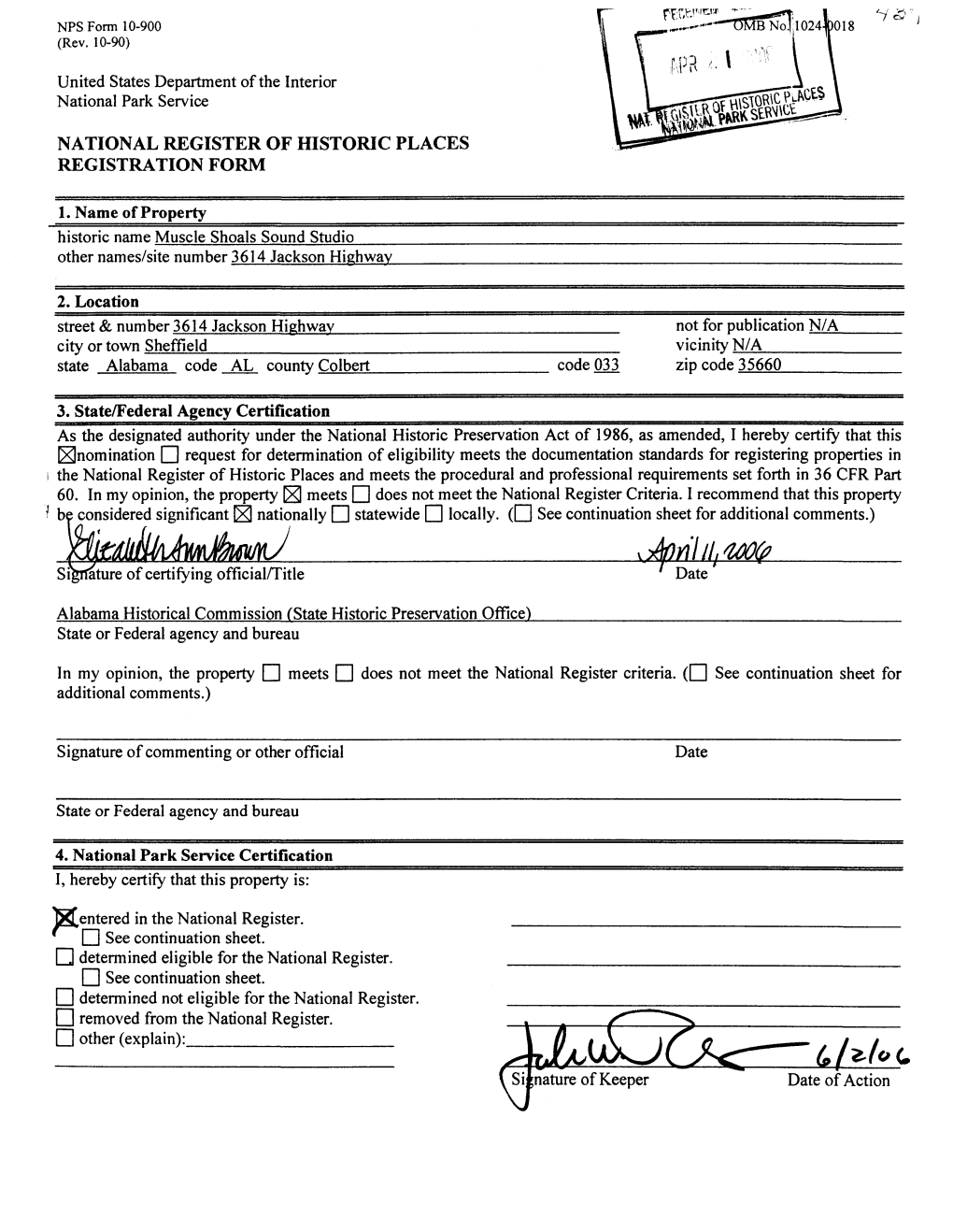 National Register of Historic Places Registration Form 3