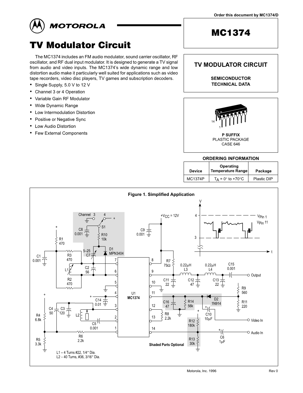 MC1374 TV Modulator Circuit