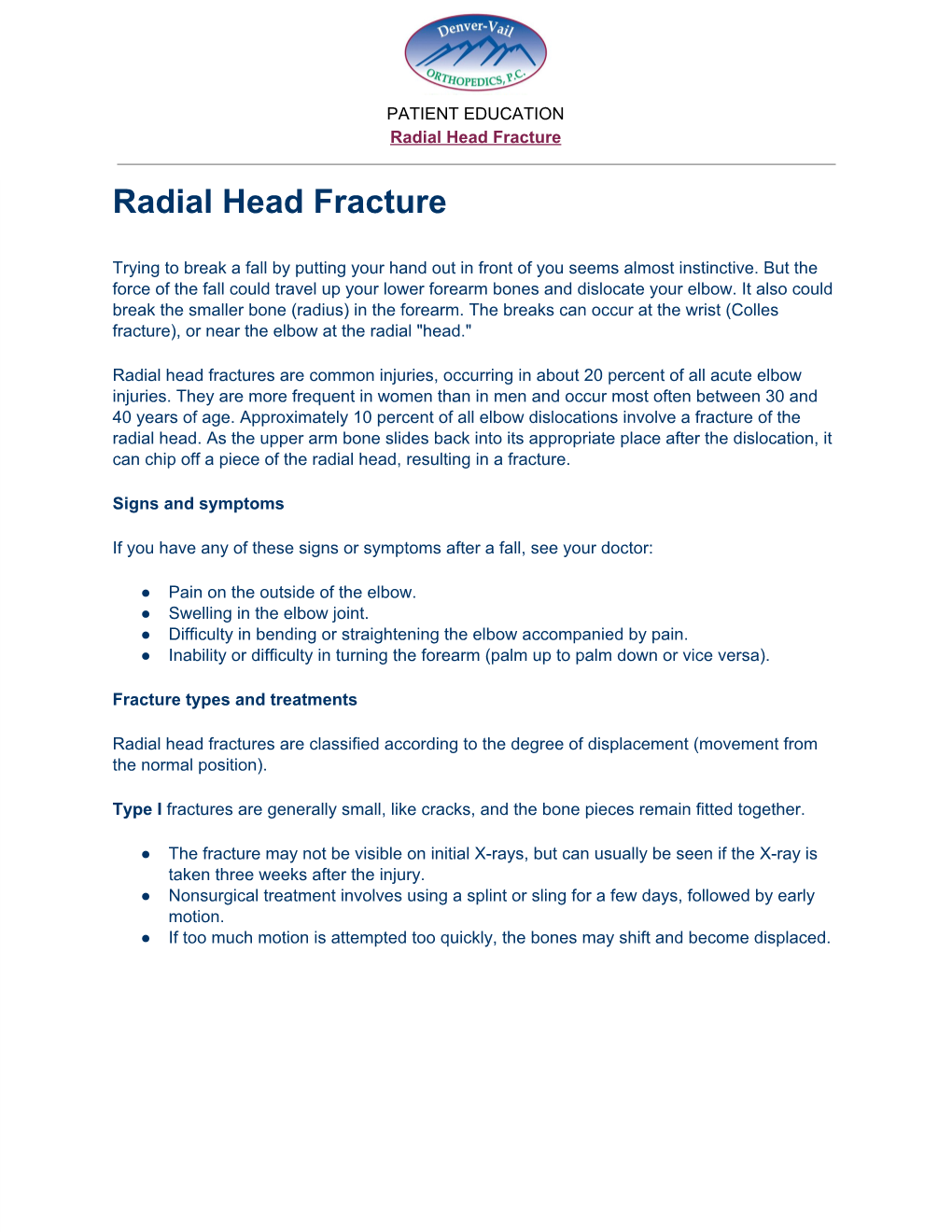 Radial Head Fracture