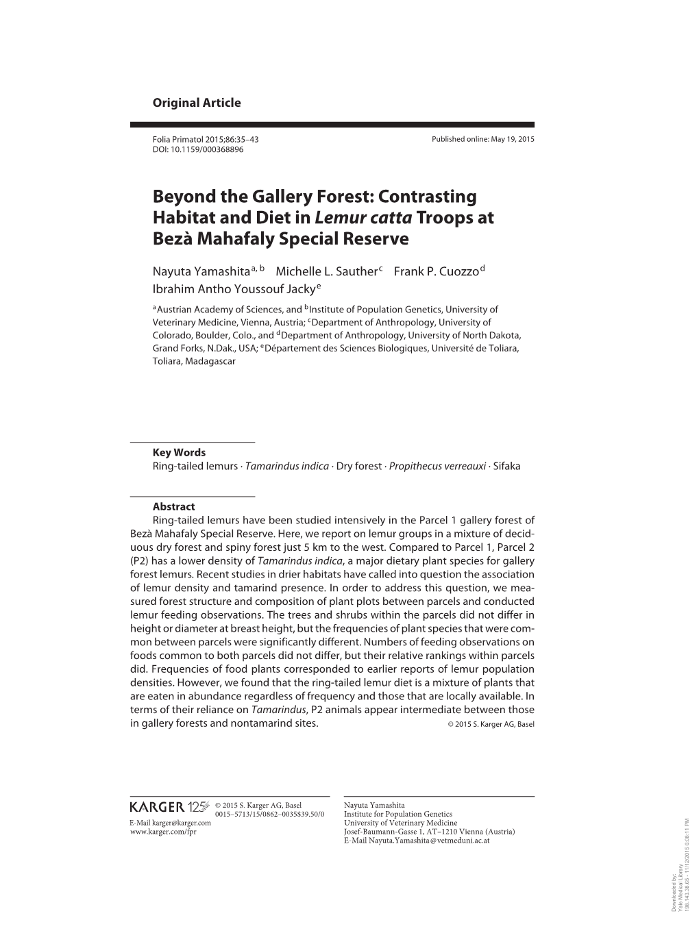 Contrasting Habitat and Diet in Lemur Catta Troops at Bezà Mahafaly Special Reserve