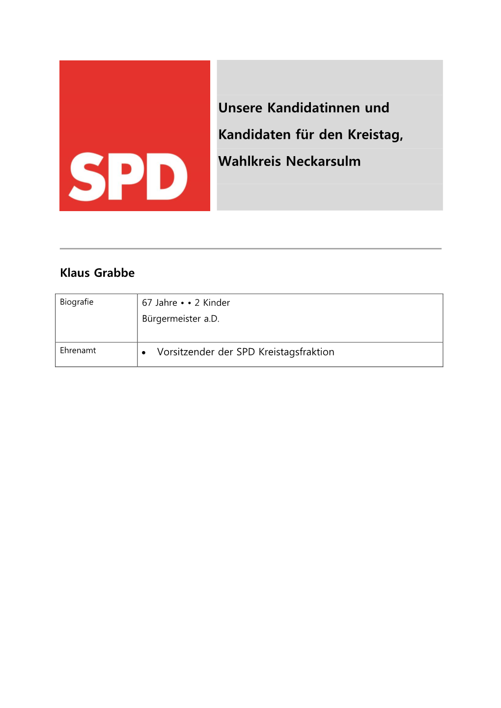 Unsere Kandidatinnen Und Kandidaten Für Den Kreistag, Wahlkreis Neckarsulm