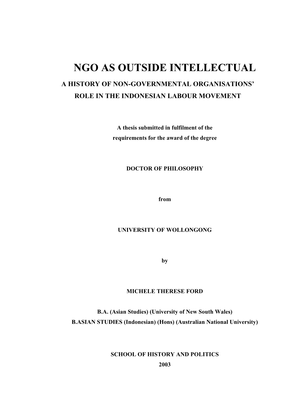 Ngo As Outside Intellectual