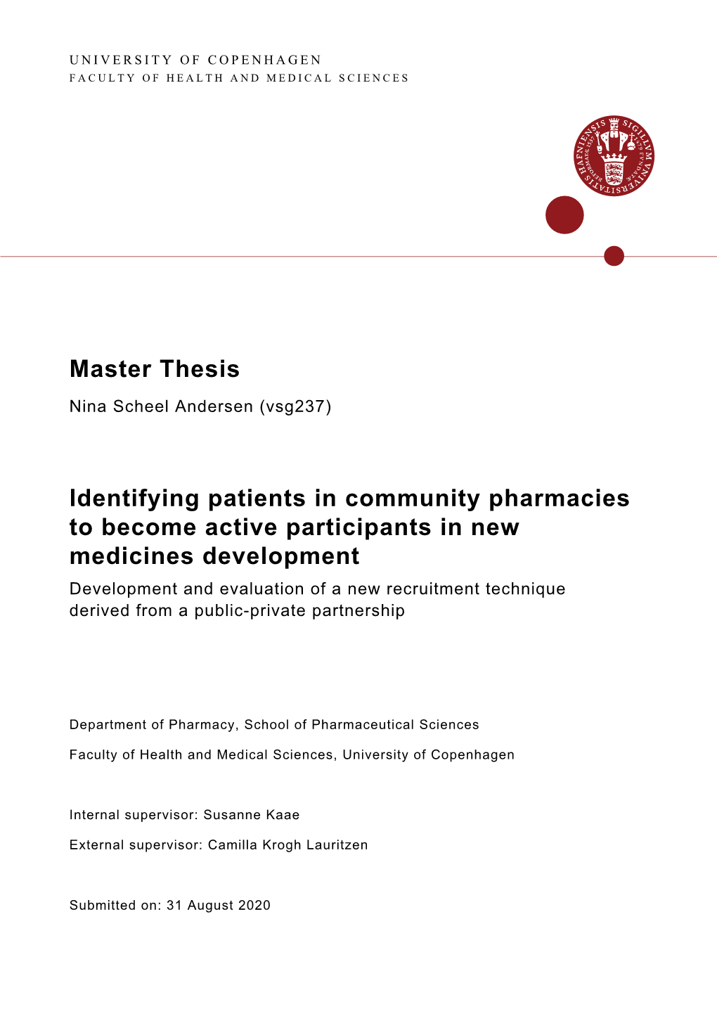 Master Thesis Identifying Patients in Community Pharmacies to Become