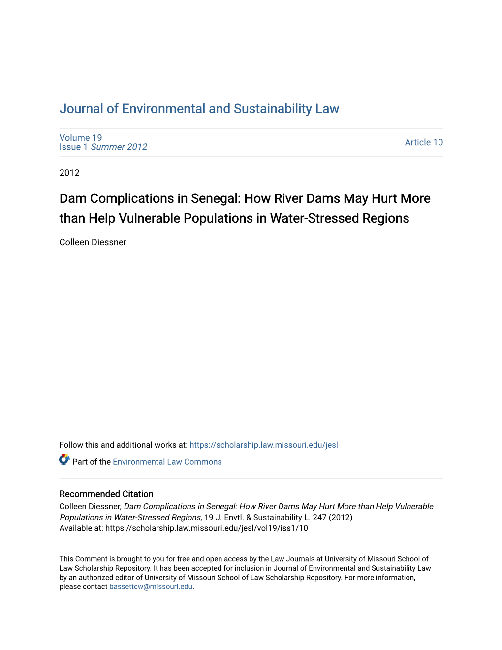 Dam Complications in Senegal: How River Dams May Hurt More Than Help Vulnerable Populations in Water-Stressed Regions