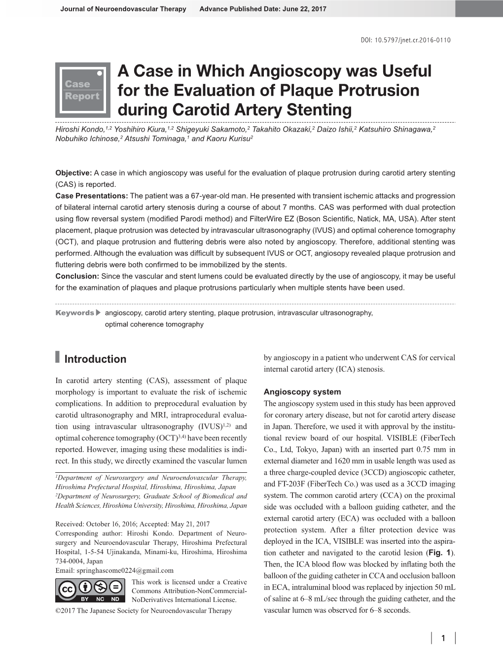 A Case in Which Angioscopy Was Useful for the Evaluation of Plaque Protrusion During Carotid Artery Stenting