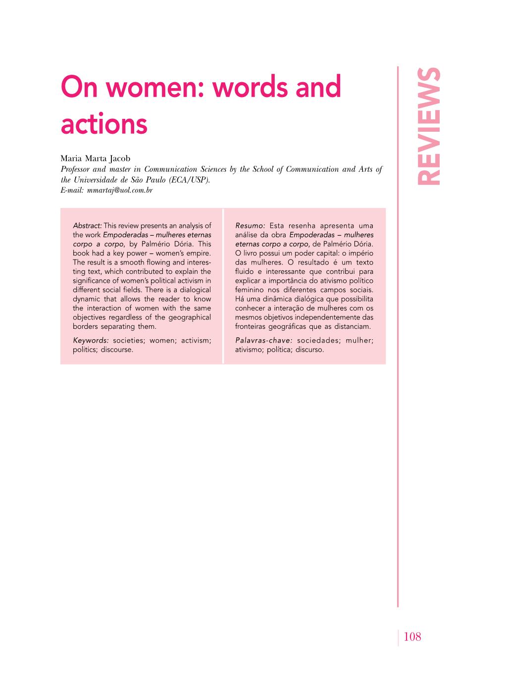 On Women: Words and Actions REVIEWS