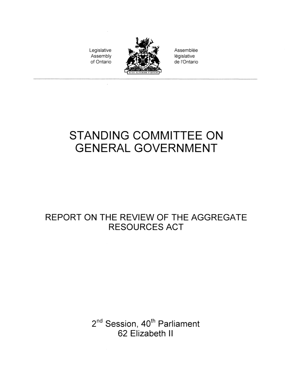 Report on the Review of the Aggregate Resources Act