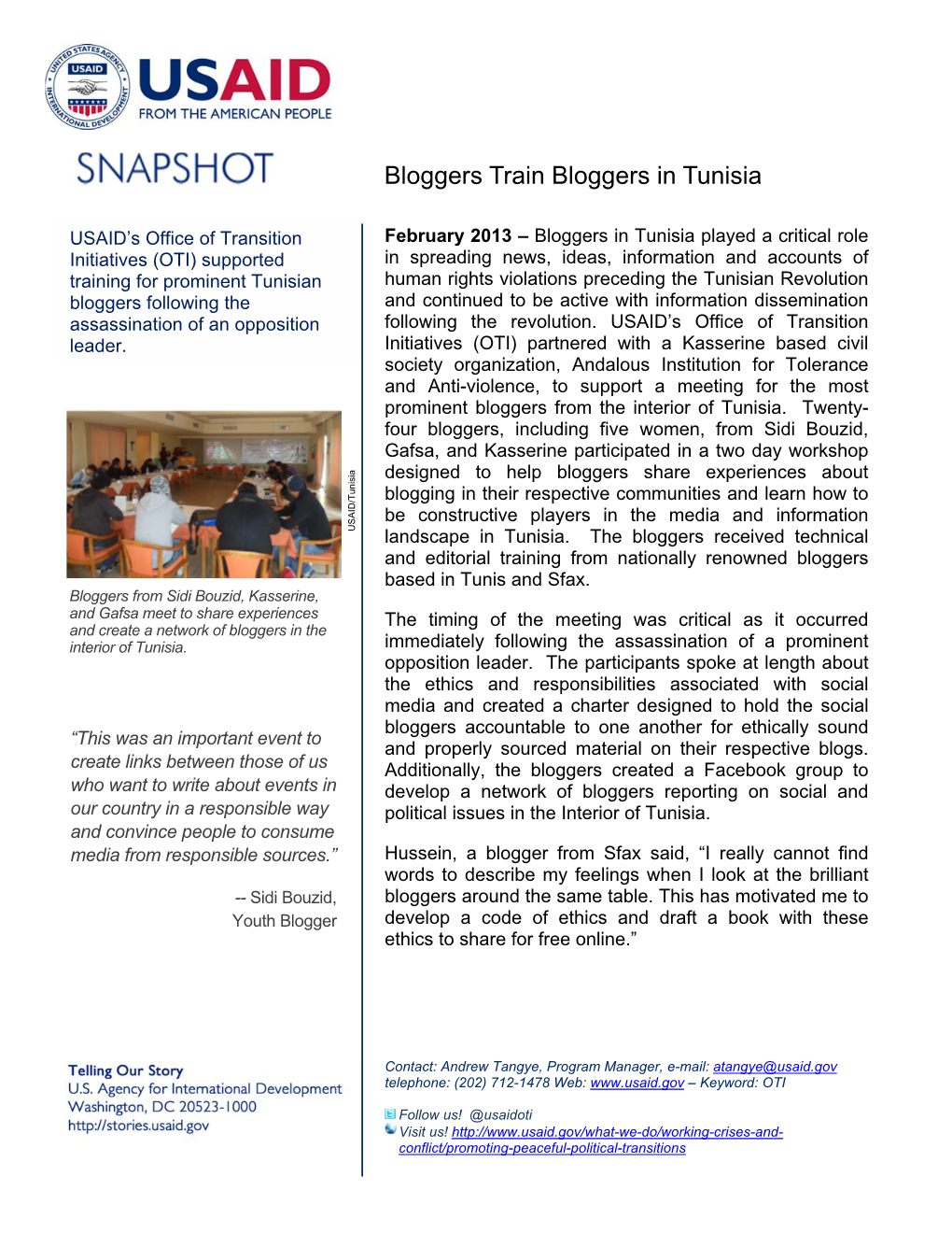 Bloggers Train Bloggers in Tunisia