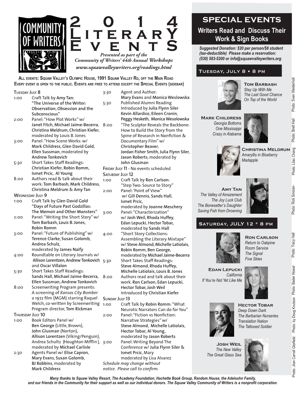 2014 Public Events Schedule