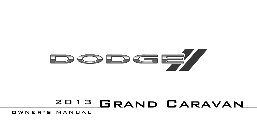 2013 Dodge Grand Caravan Owner's Manual