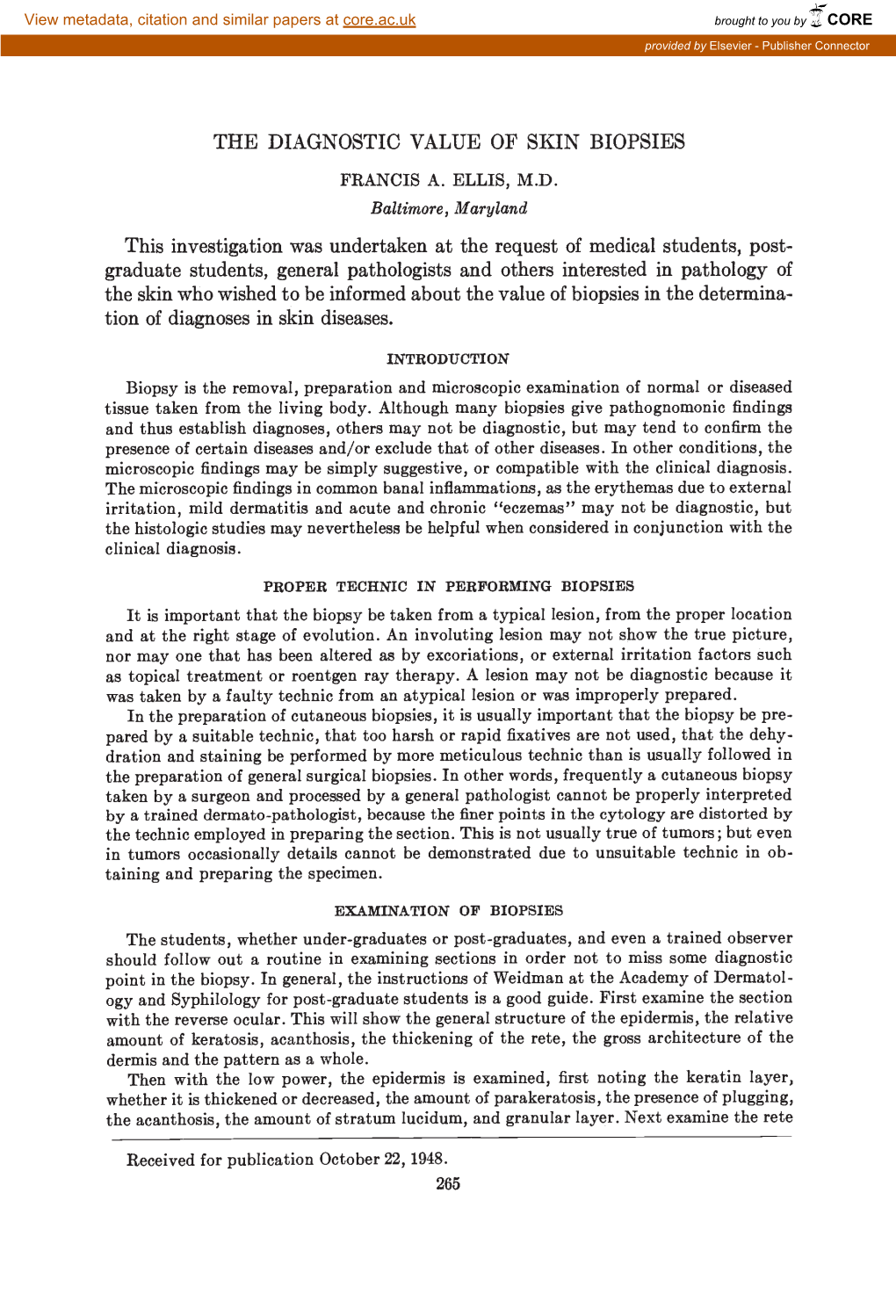 The Diagnostic Value of Skin Biopsies Francis A