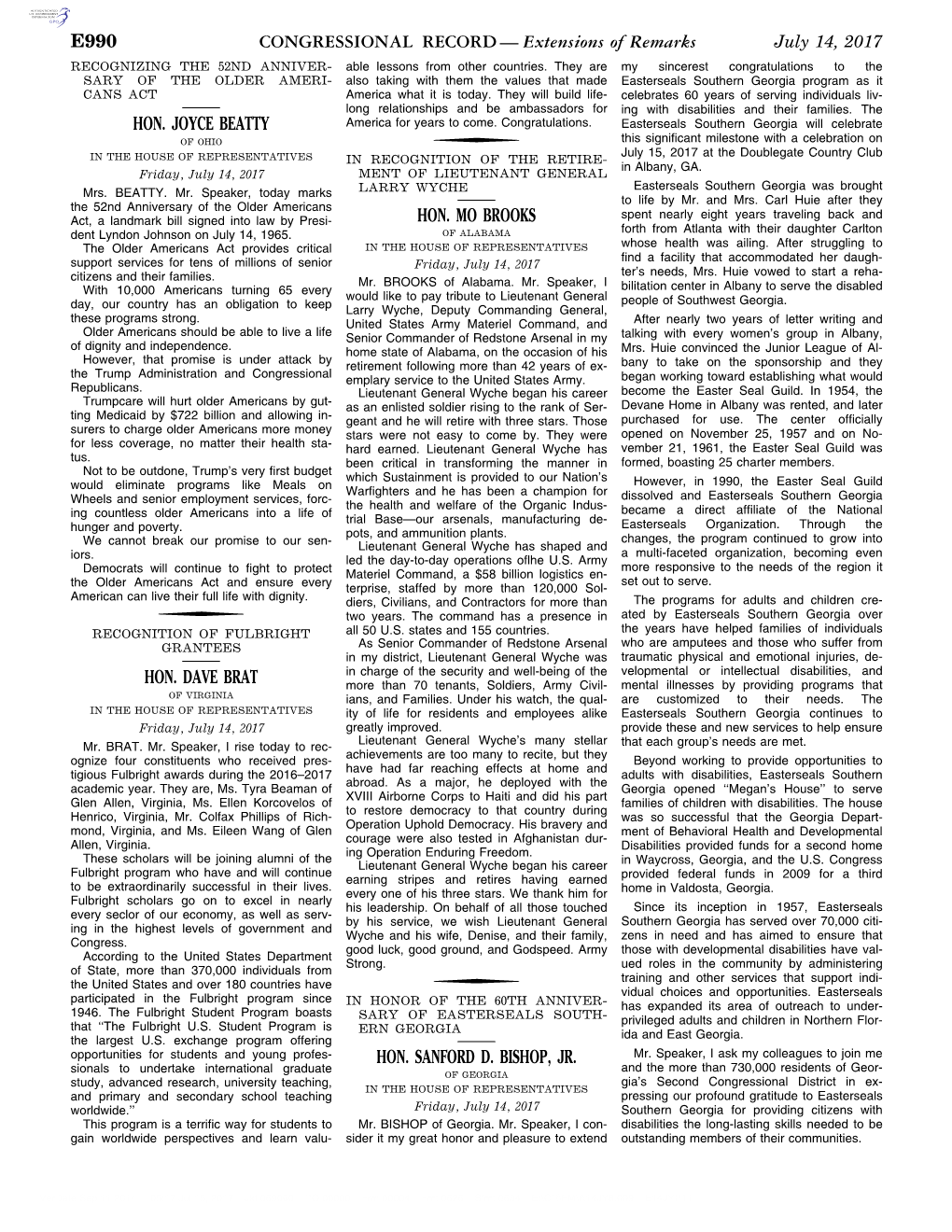 CONGRESSIONAL RECORD— Extensions of Remarks E990 HON