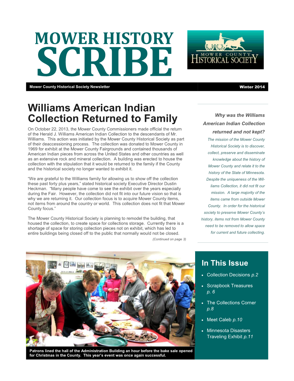 MOWER HISTORY SCRIBE Mower County Historical Society Newsletter Winter 2014