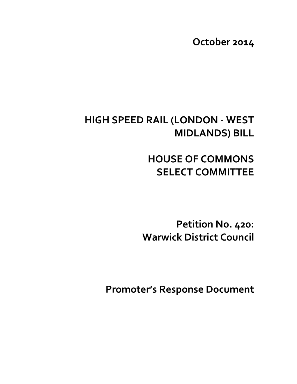 October 2014 HIGH SPEED RAIL (LONDON