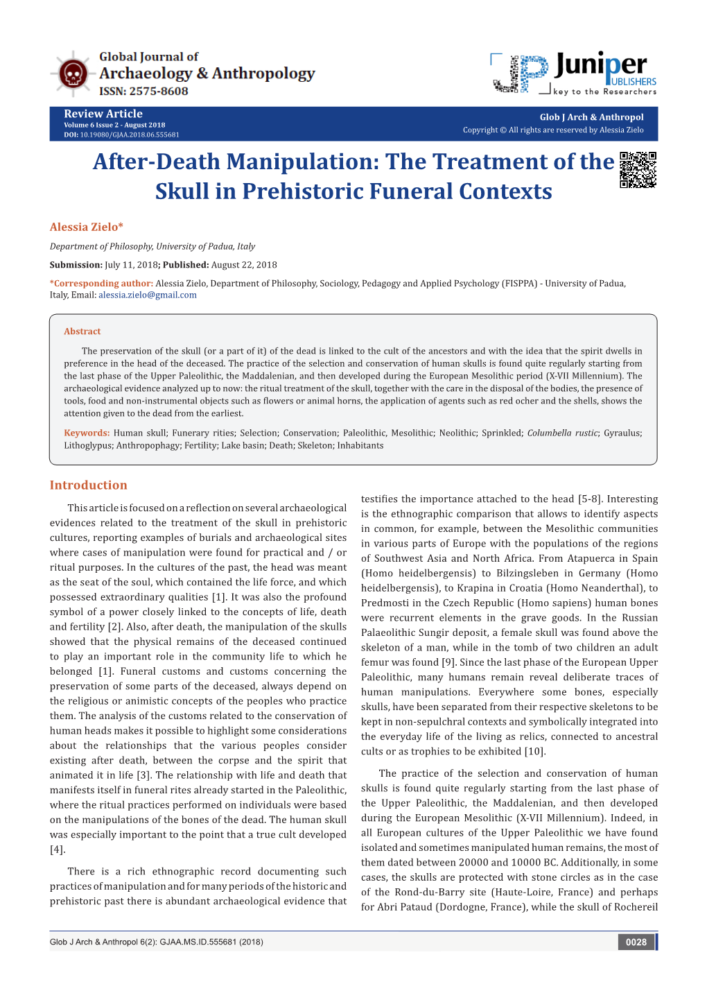 After-Death Manipulation: the Treatment of the Skull in Prehistoric Funeral Contexts