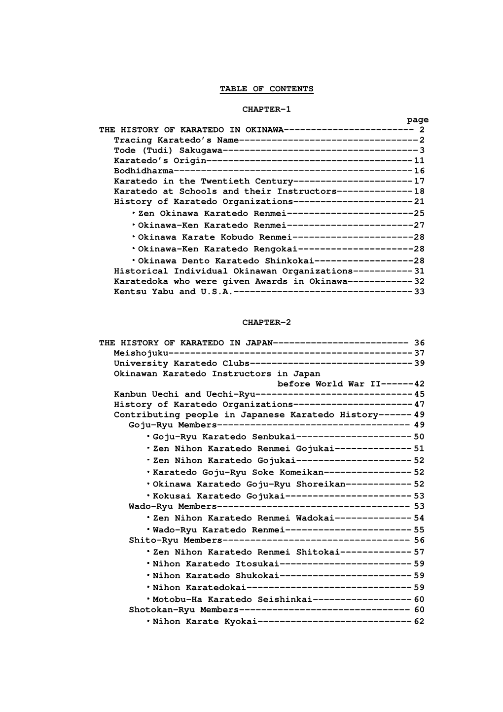 Table of Contents