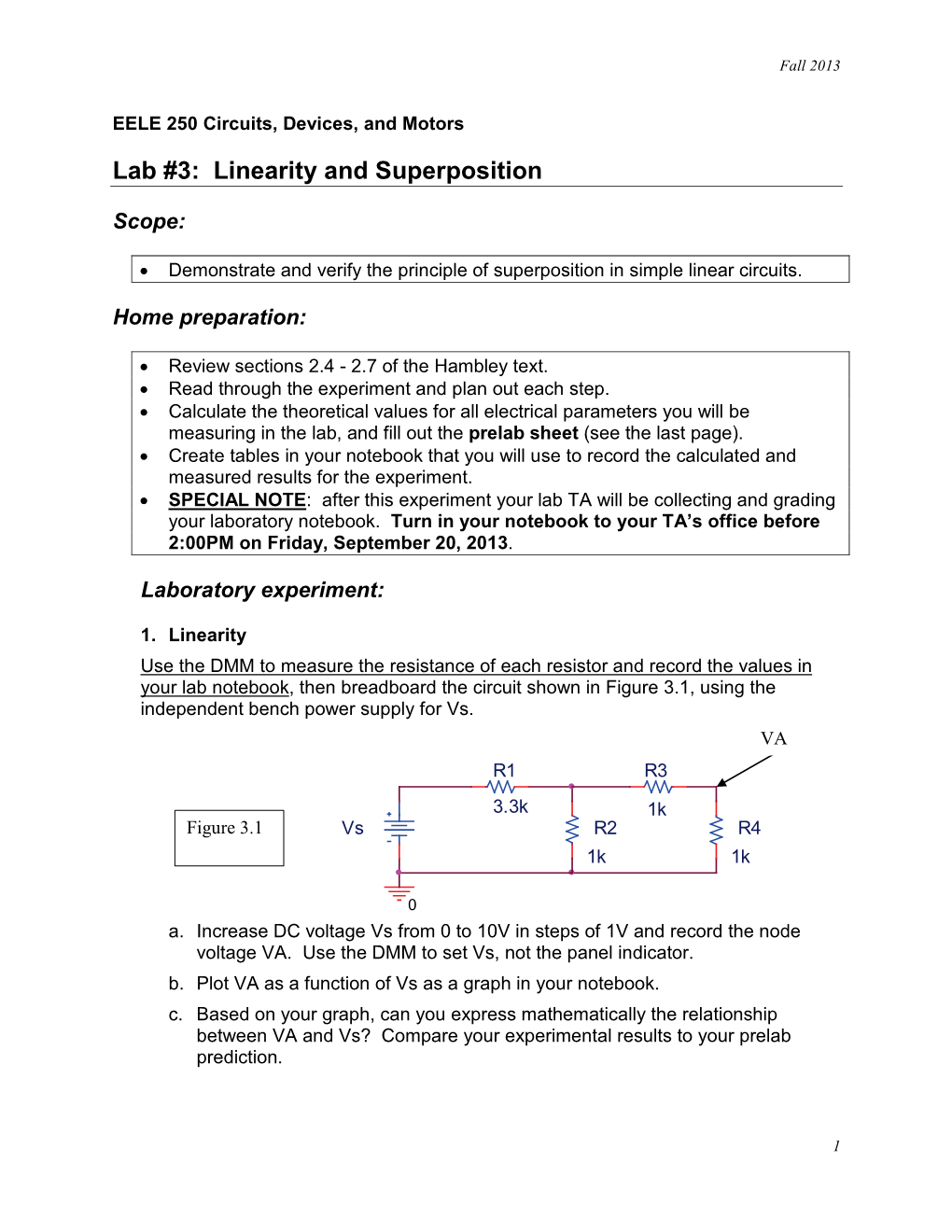 Lab #3: Linearity and Superposition