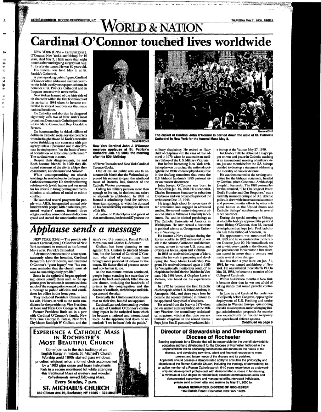 Cardinal O'connor Touched Lives Worldwide NEW YORK (CNS) - Cardihal John J