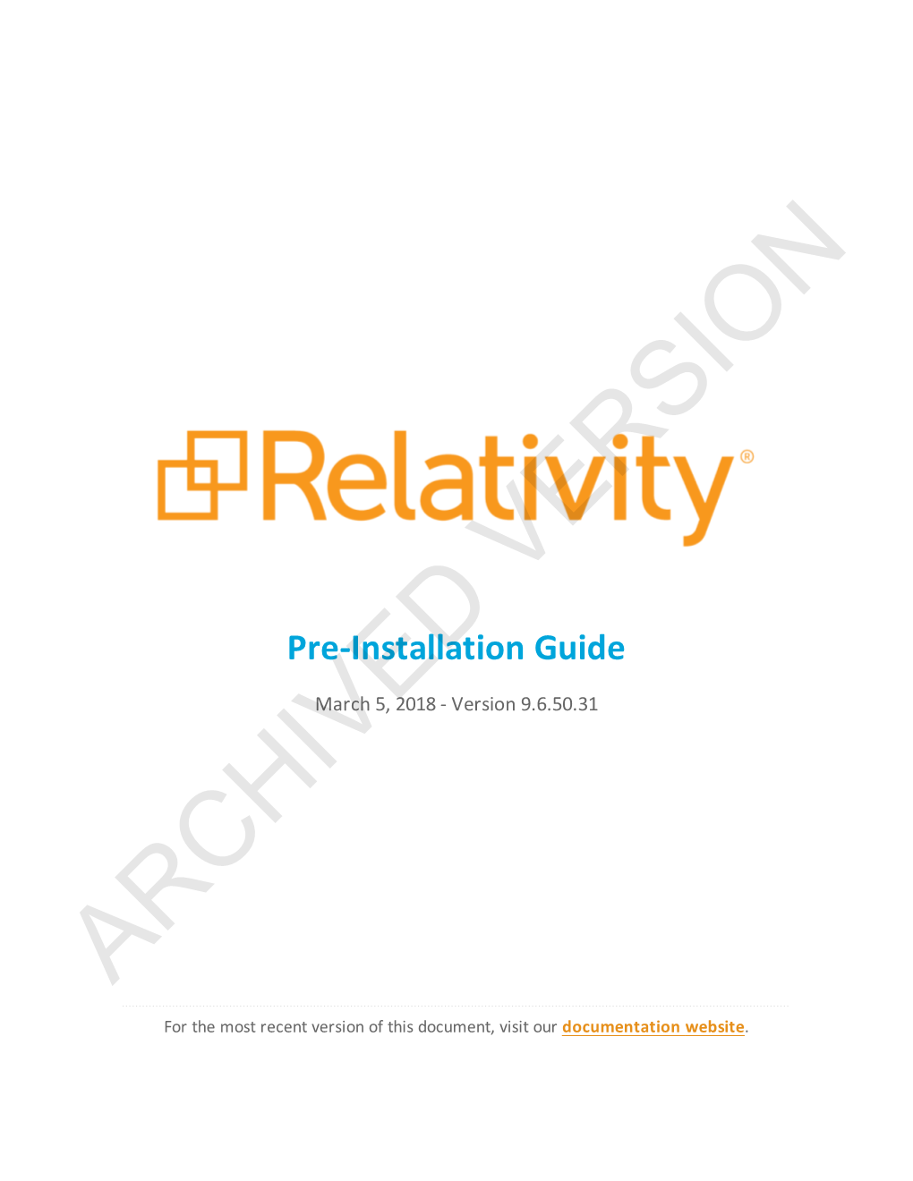 Relativity Pre-Installation Guide V9.6