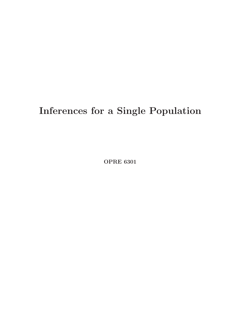 Inferences for a Single Population