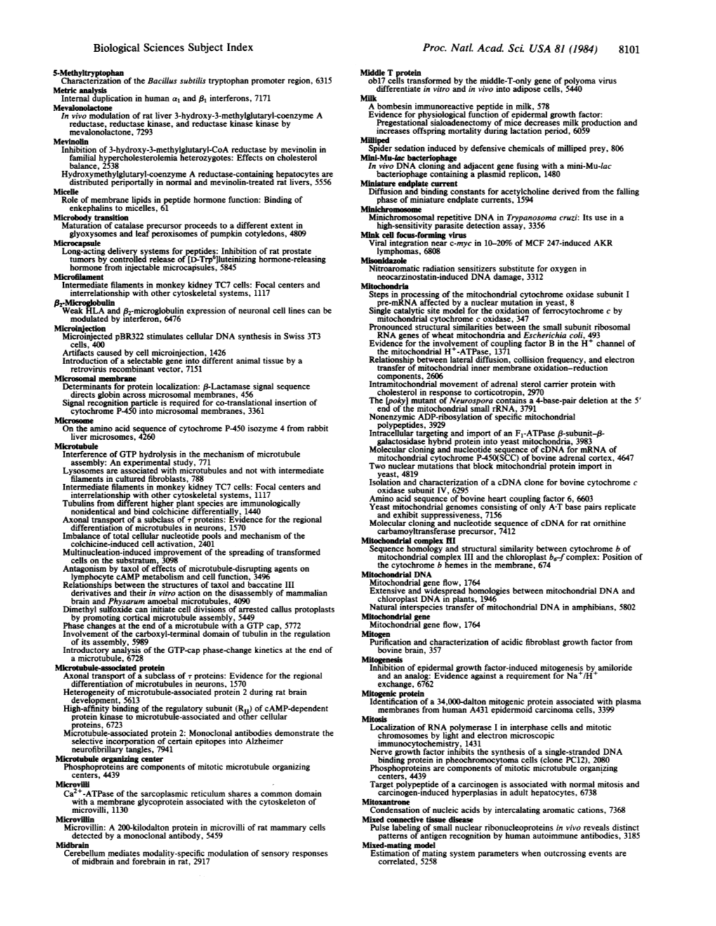 Biological Sciences Subject Index P2-Microglobulin Proc. Natl Acad