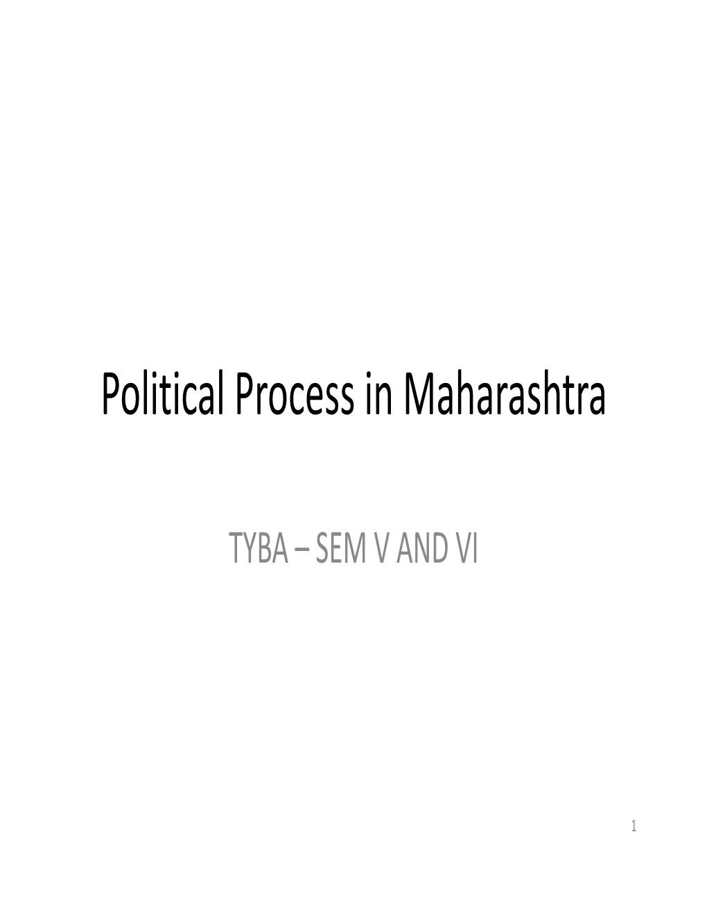 Political Process in Maharashtra
